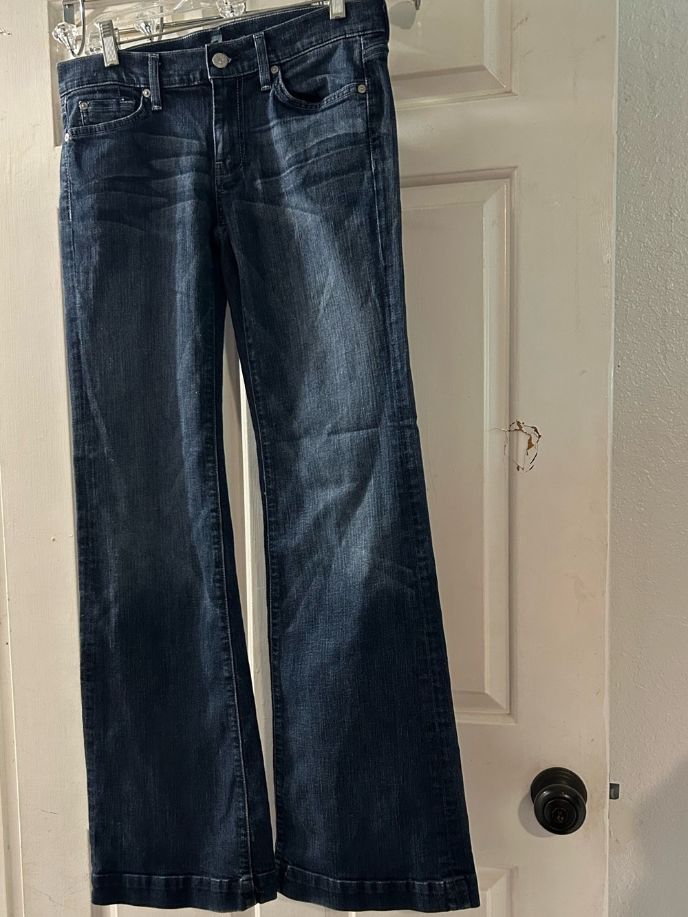 7 For All Mankind Dark Blue Wide-Leg Jeans